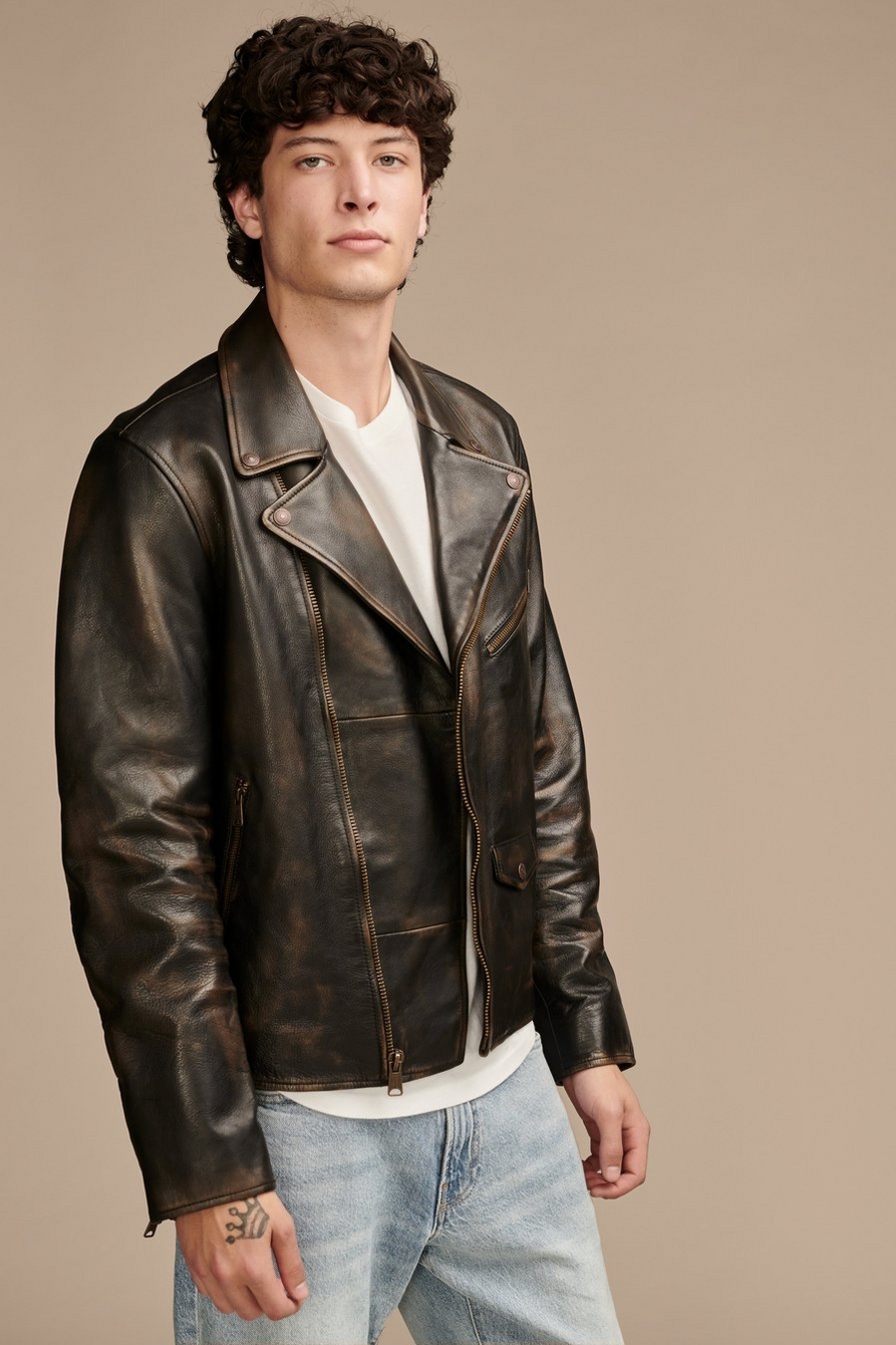 vintage leather moto jacket